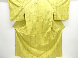 格子に絣柄織り出し手織り紬着物